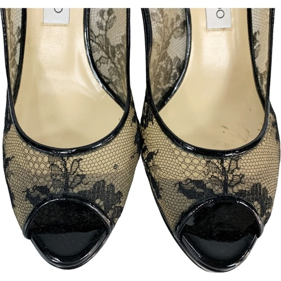 Jimmy Choo Nova Black Floral Lace Mesh Slingback Sandal Heels 41.5 - Picture 6 of 14